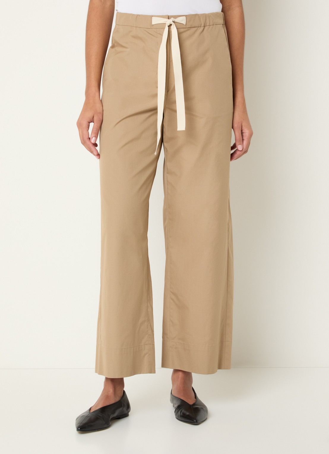 MaxMara Argento high waist straight fit pantalon met steekzakken - detail 4 zand