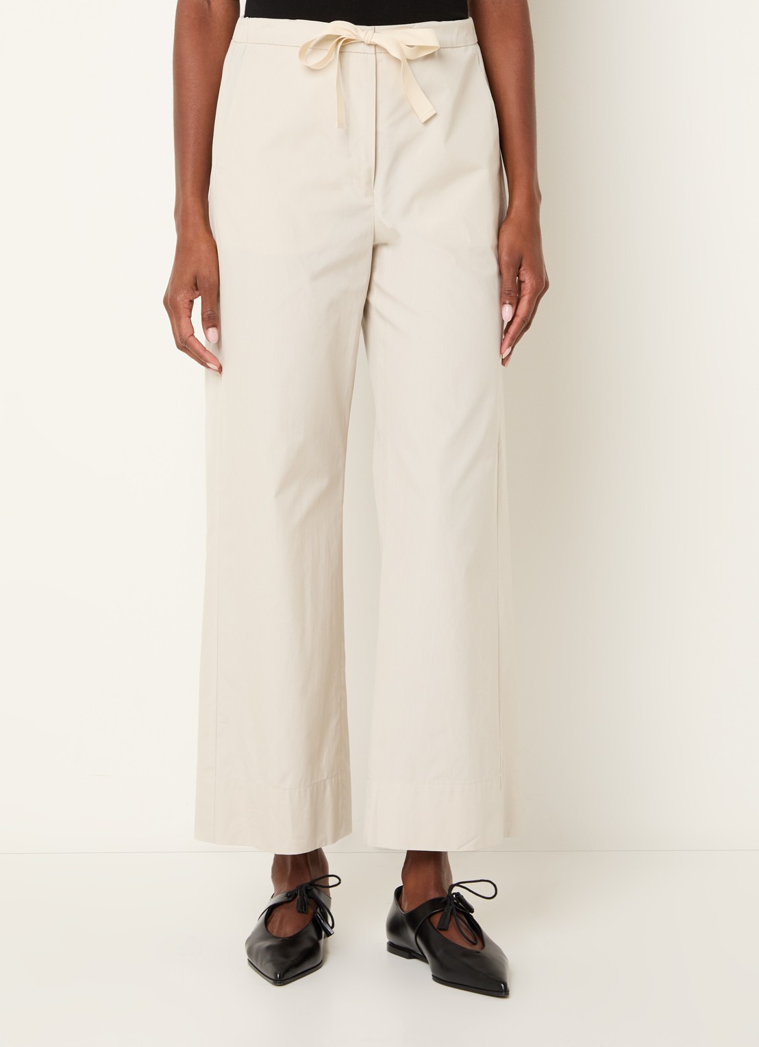 MaxMara Argento high waist straight fit pantalon met steekzakken - detail wit