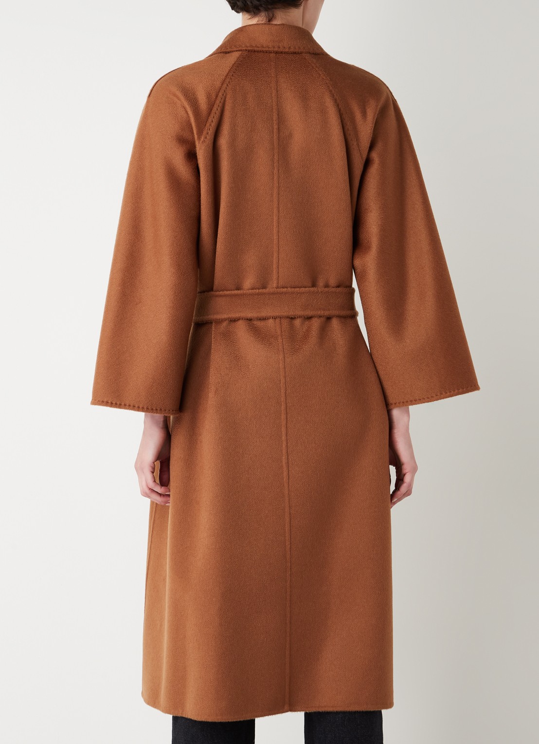 MaxMara Arona mantel van scheerwol met strikceintuur - achterkant bruin