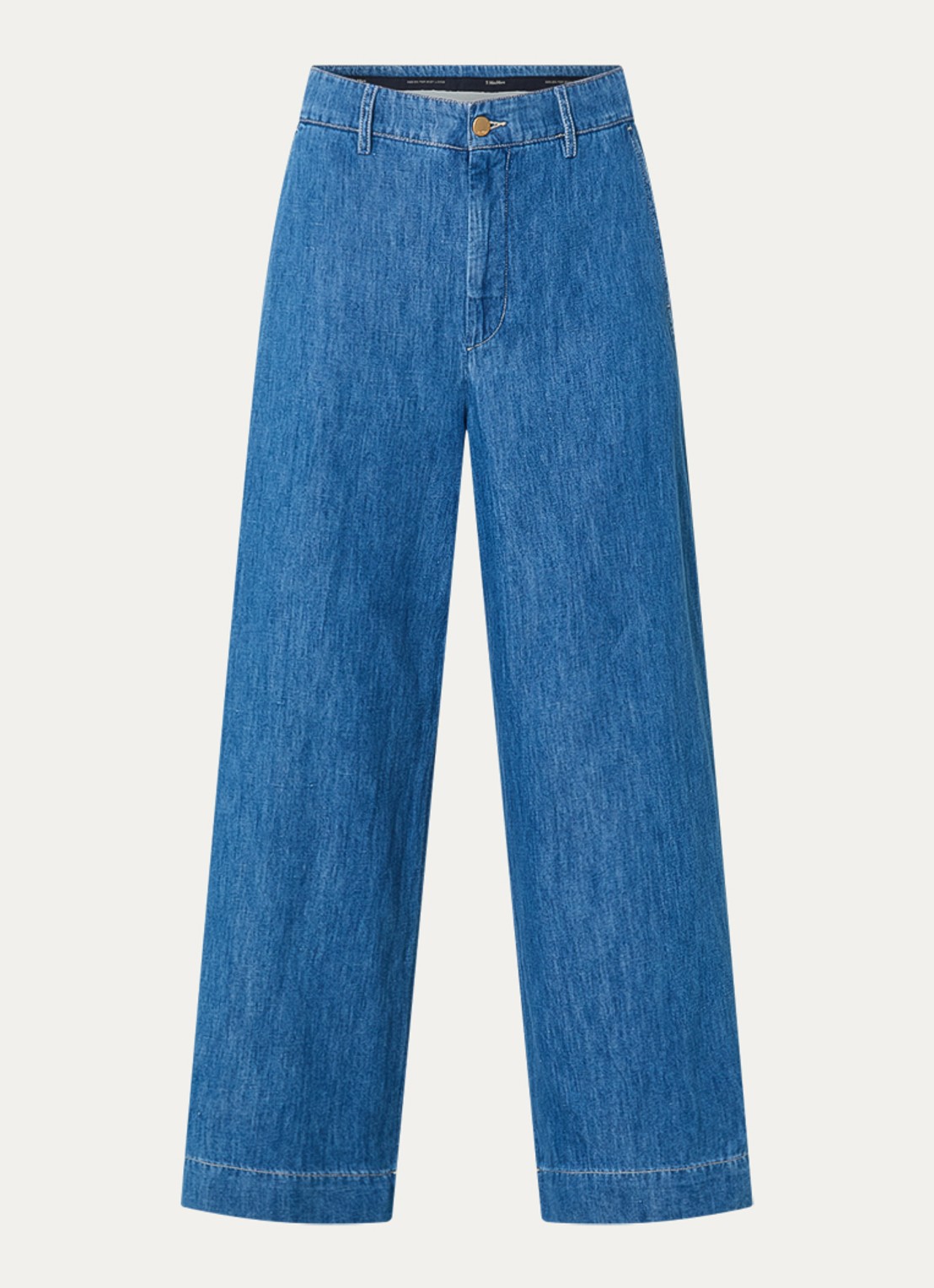 MaxMara Astice high waist wide leg jeans in linnenblend - voorkant 3 indigo