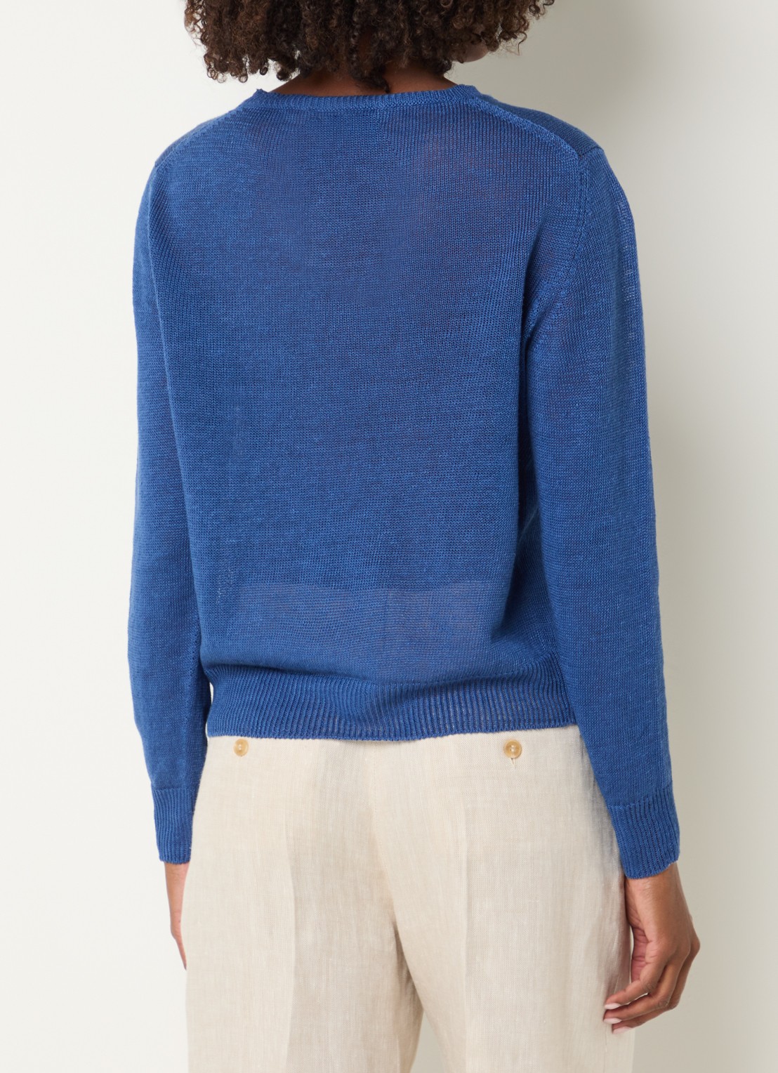 MaxMara Atzeco grofgebreide top van linnen - achterkant 3 blauw