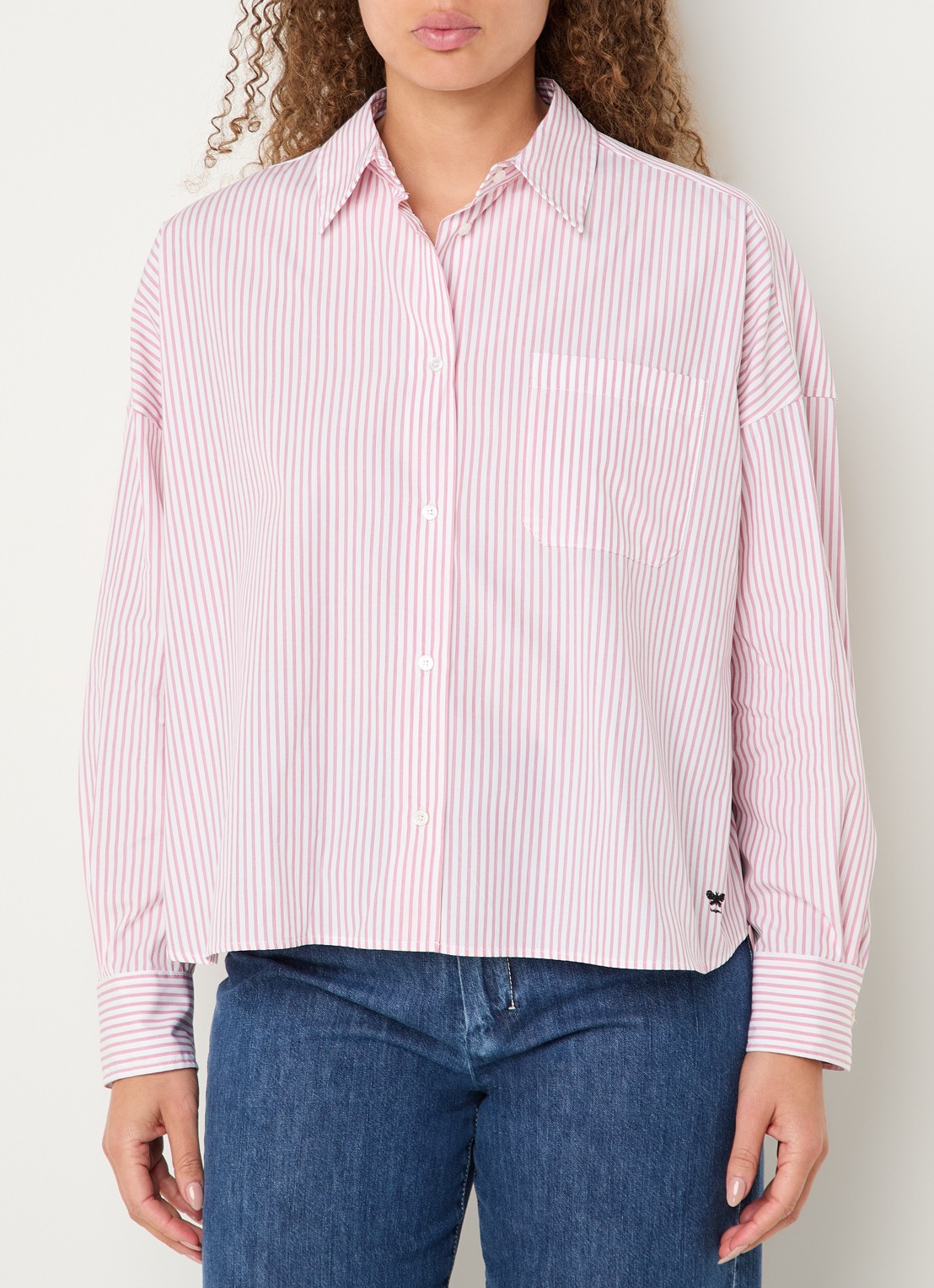 MaxMara Aureo blouse met streepprint - detail roze