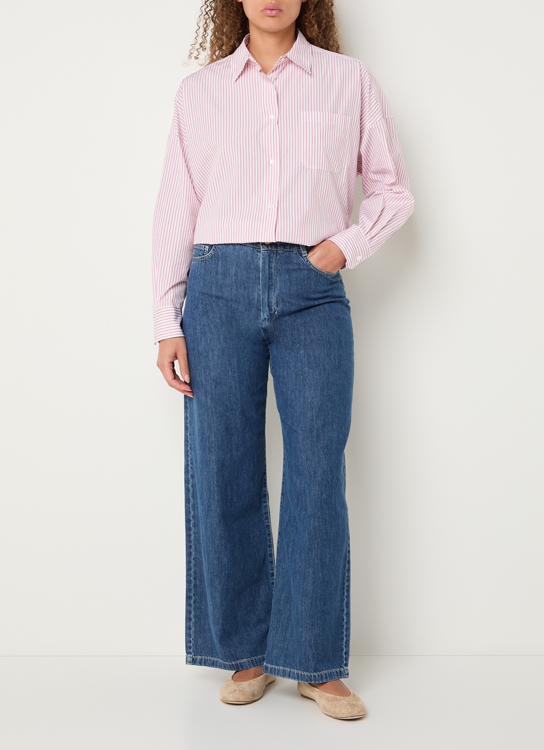 MaxMara Aureo blouse met streepprint - voorkant 4 roze