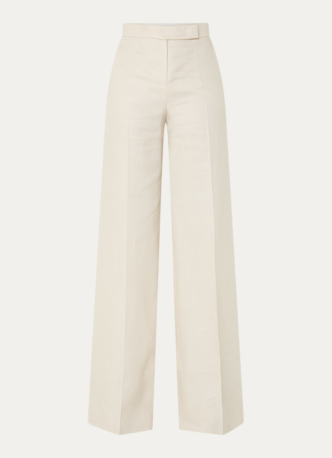 MaxMara Badesse high waist wide fit pantalon van linnen met steekzakken - voorkant 3 creme