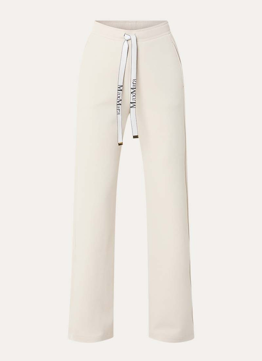 MaxMara Bali high waist straight fit broek met steekzakken - voorkant 2 vanillegeel