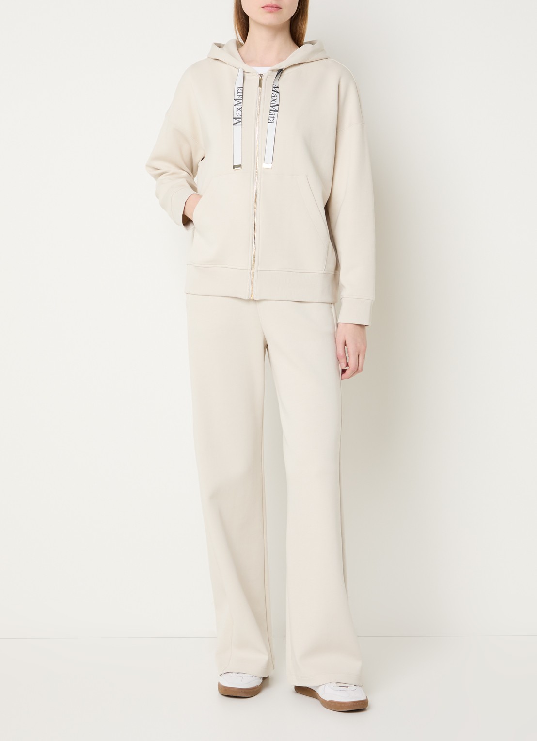 MaxMara Bali high waist straight fit broek met steekzakken - voorkant 3 vanillegeel