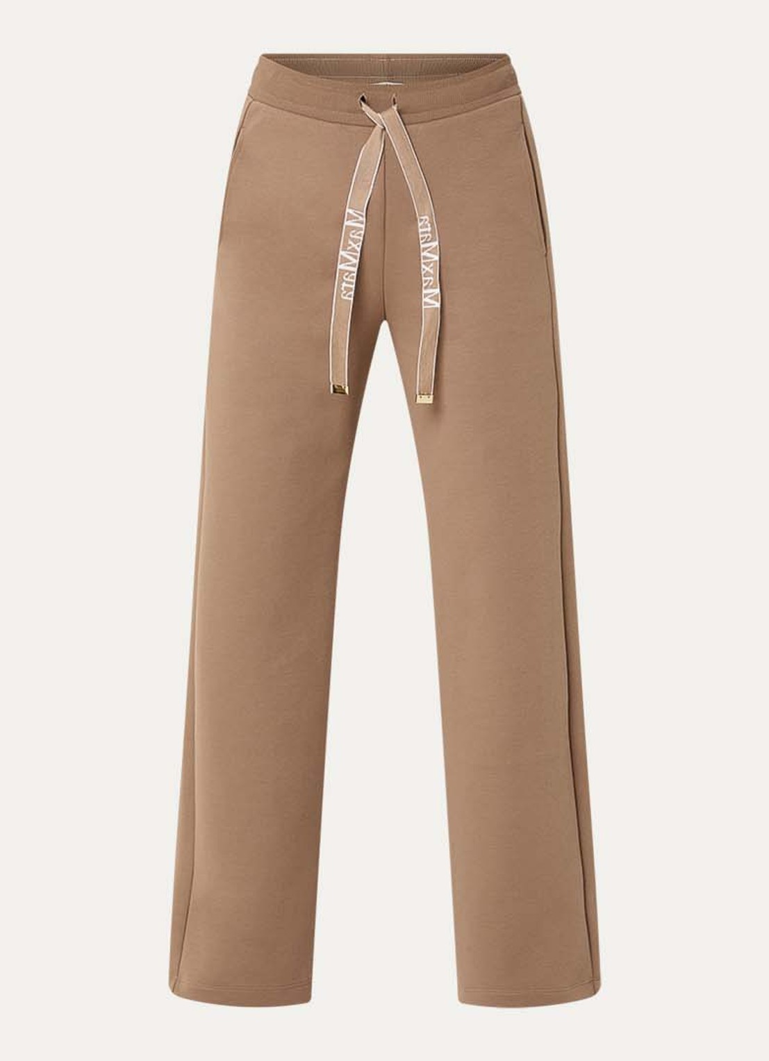 MaxMara Bali high waist straight fit broek met steekzakken - voorkant camel