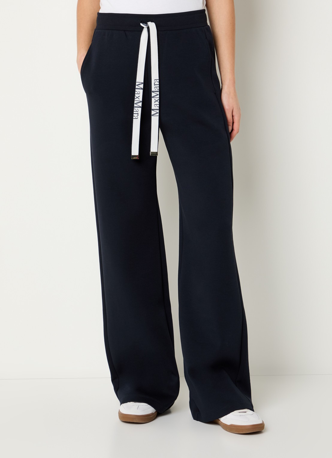 MaxMara Bali high waist straight fit broek met steekzakken - detail 3 donkerblauw