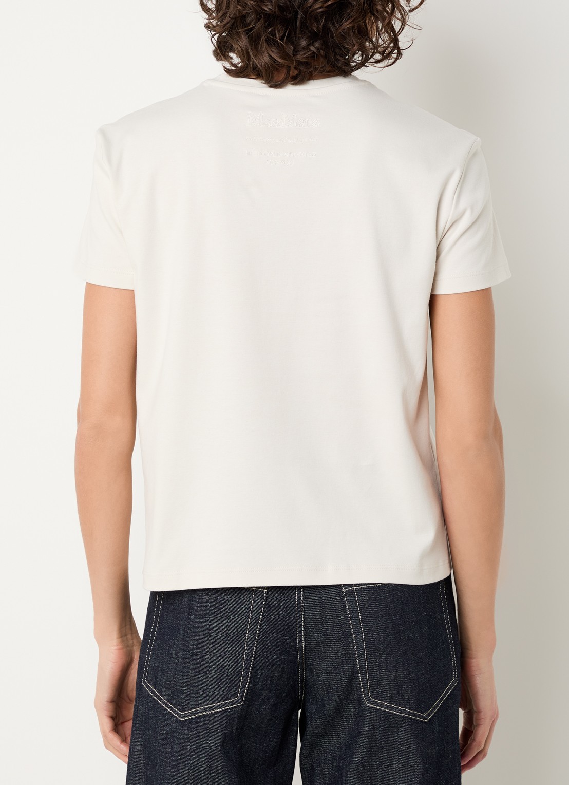 MaxMara Bella T-shirt met logoprint - achterkant 3 ivoor