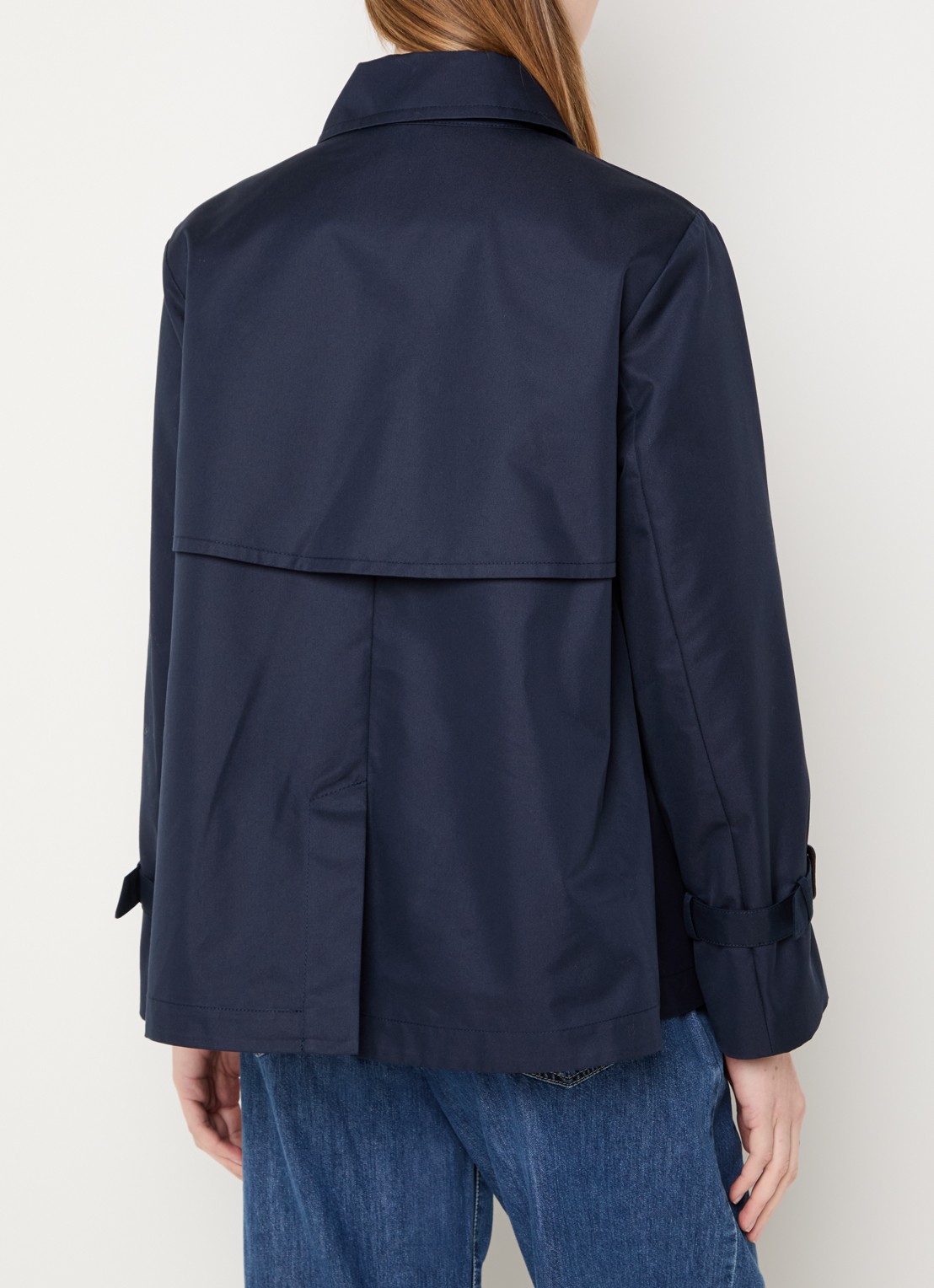 MaxMara Biglia double-breasted trenchcoat met split - achterkant donkerblauw