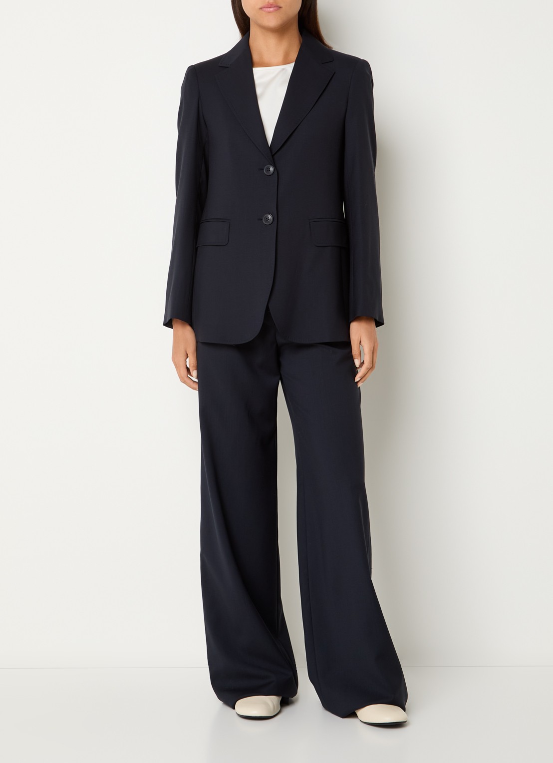MaxMara Blazer met klepzakken - voorkant 3 donkerblauw