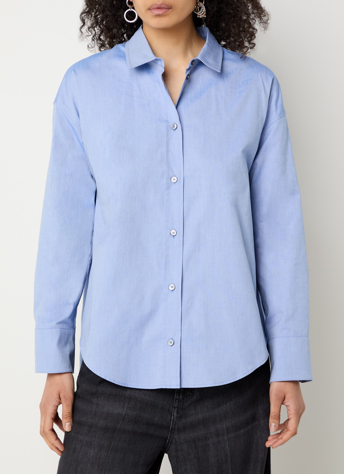 MaxMara Blouse met kraag - detail 4 staalblauw