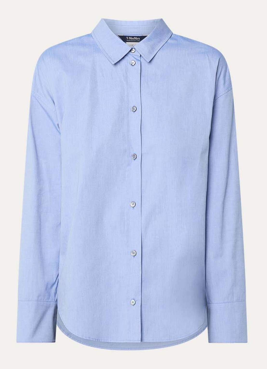 MaxMara Blouse met kraag - voorkant 2 staalblauw