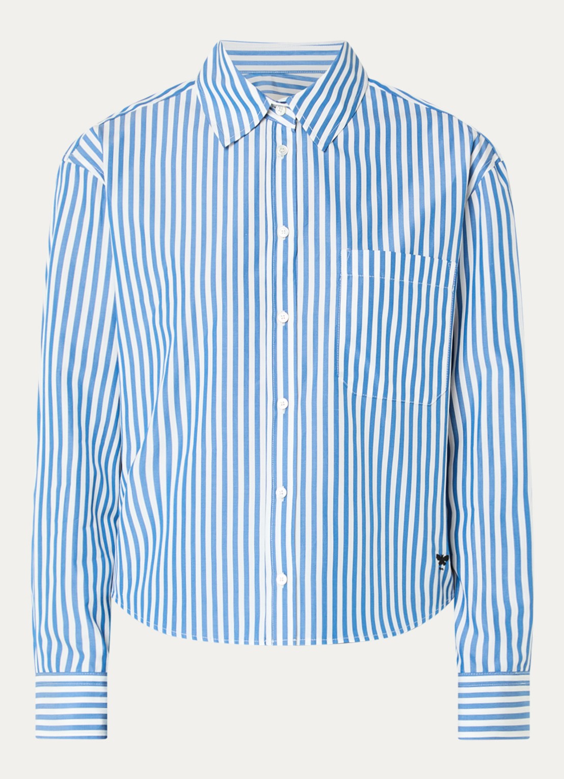 MaxMara Blouse met streepprint - voorkant 3 blauw