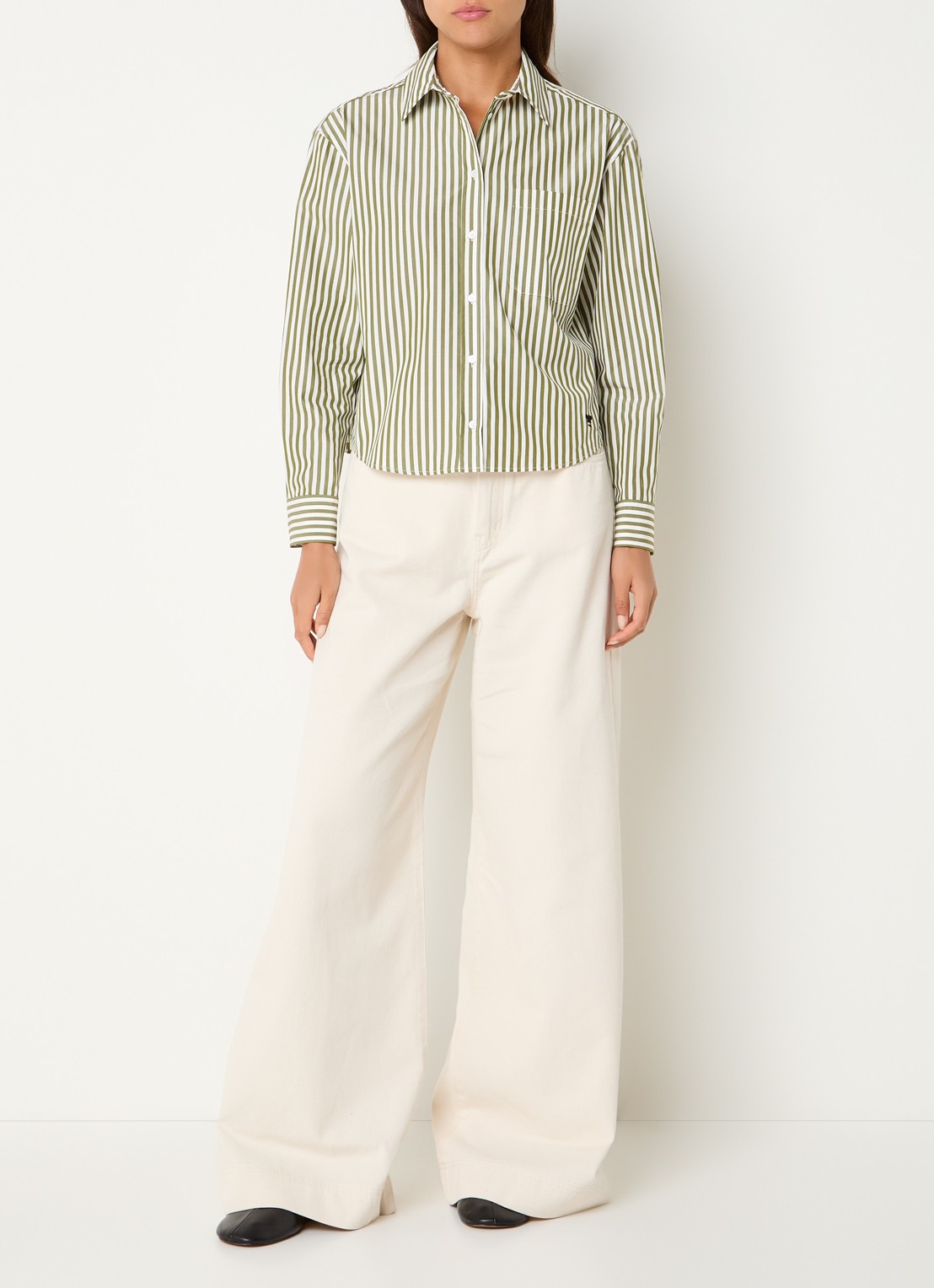 MaxMara Blouse met streepprint - voorkant 4 groen