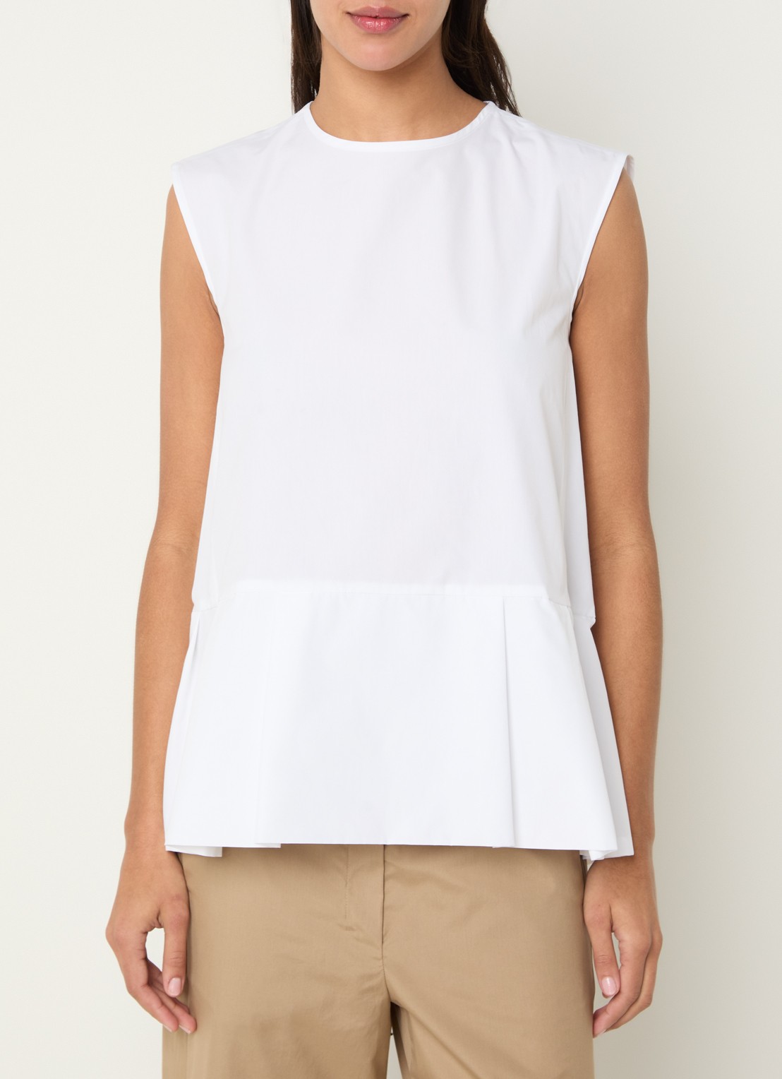 MaxMara Brava top met peplum en strikkraag - detail 4 wit