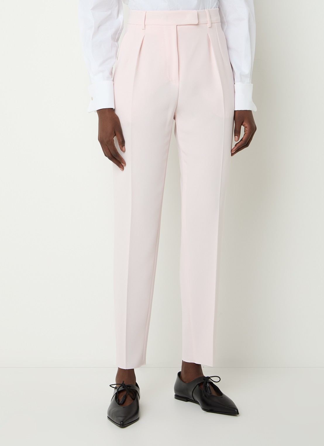 MaxMara Canditi high waist slim fit pantalon met steekzakken - detail 4 lichtroze