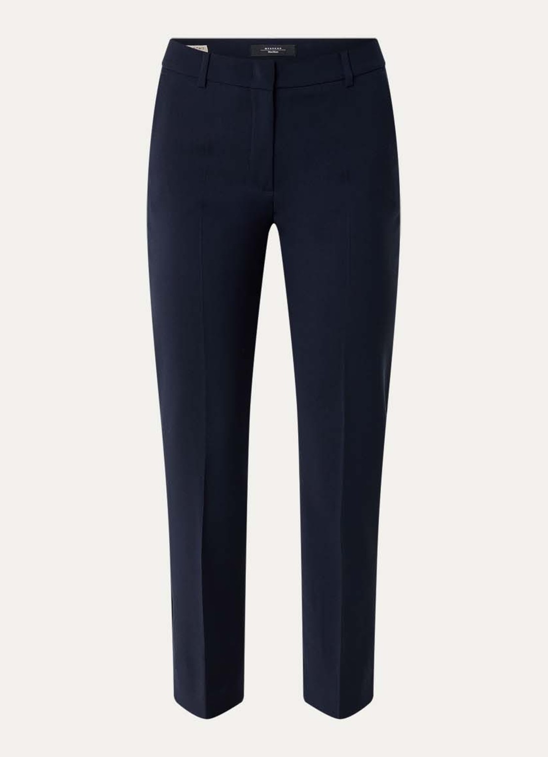 MaxMara Canon mid waist straight fit pantalon van scheerwol met steekzakken - voorkant 2 donkerblauw
