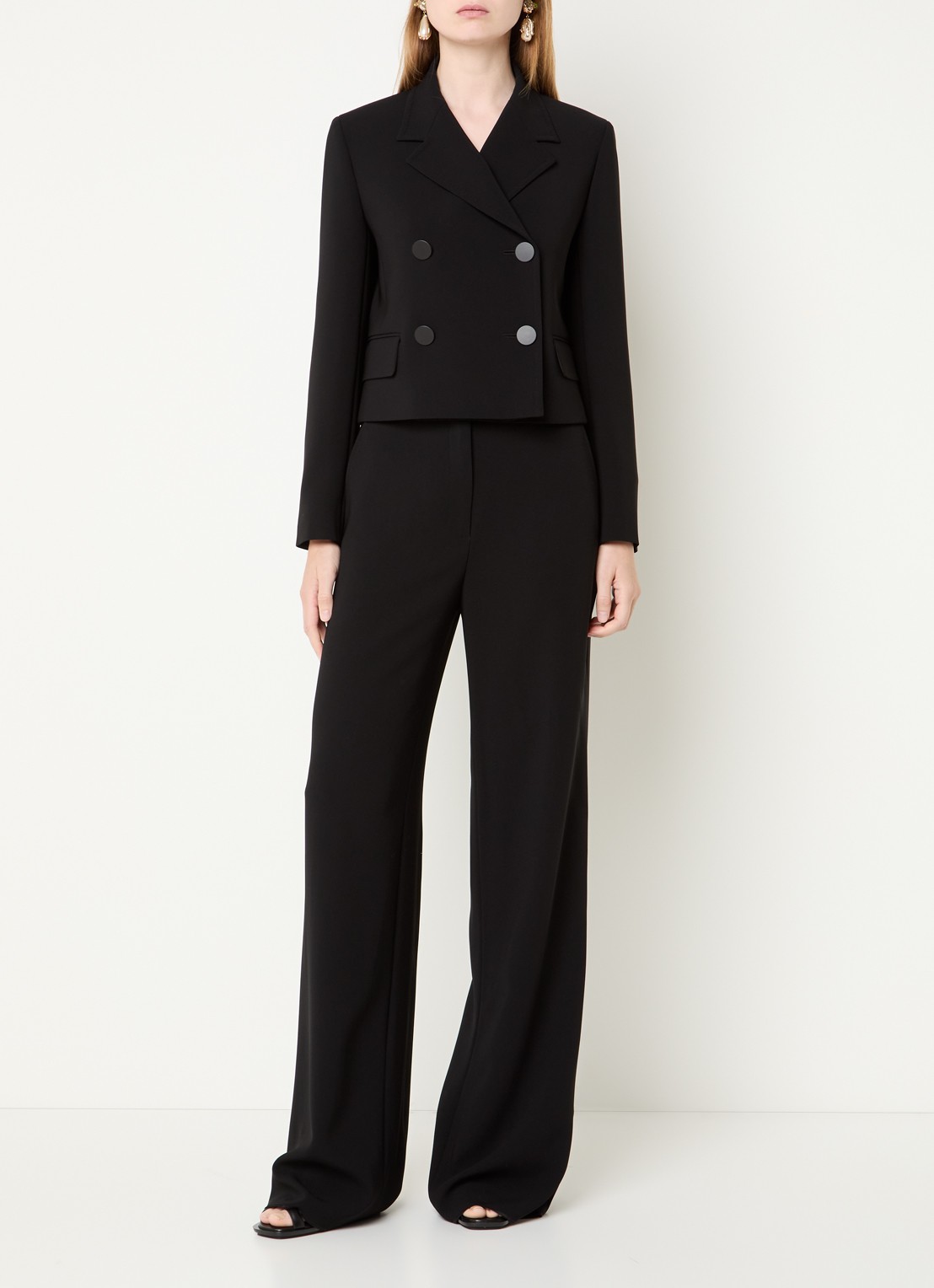 MaxMara Caprera double-breasted blazer met klepzakken - voorkant 2 zwart