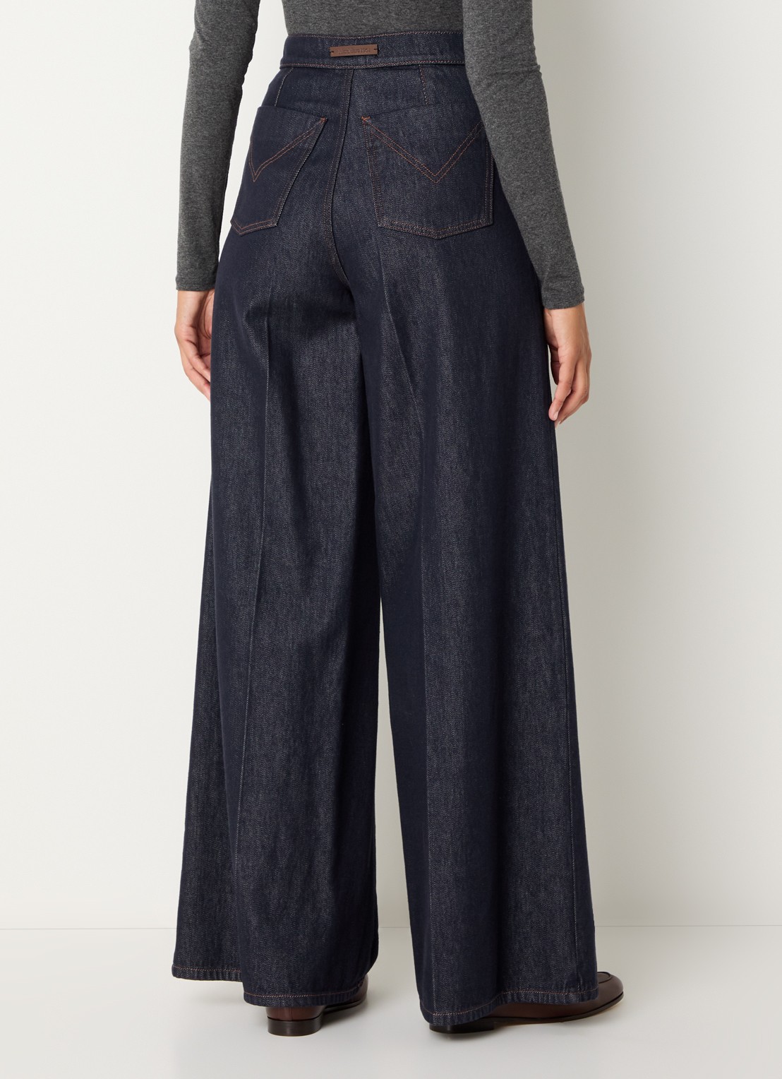 MaxMara Carmine high waist wide leg jeans met persplooi - achterkant 5 indigo