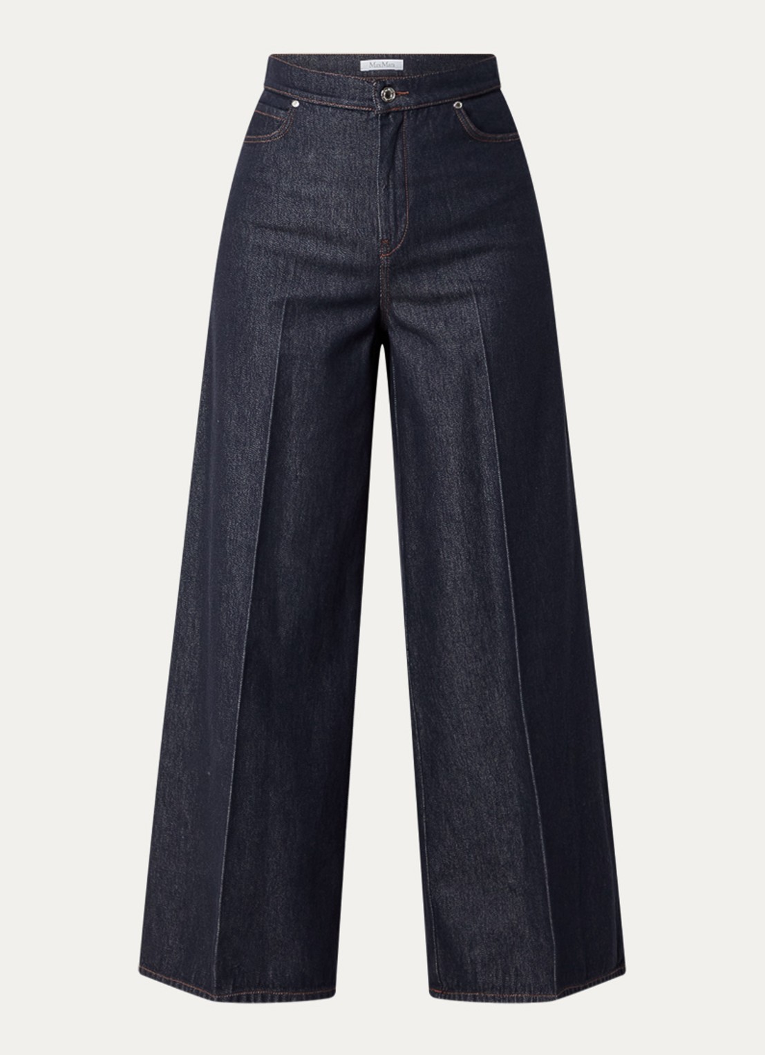 MaxMara Carmine high waist wide leg jeans met persplooi - voorkant indigo
