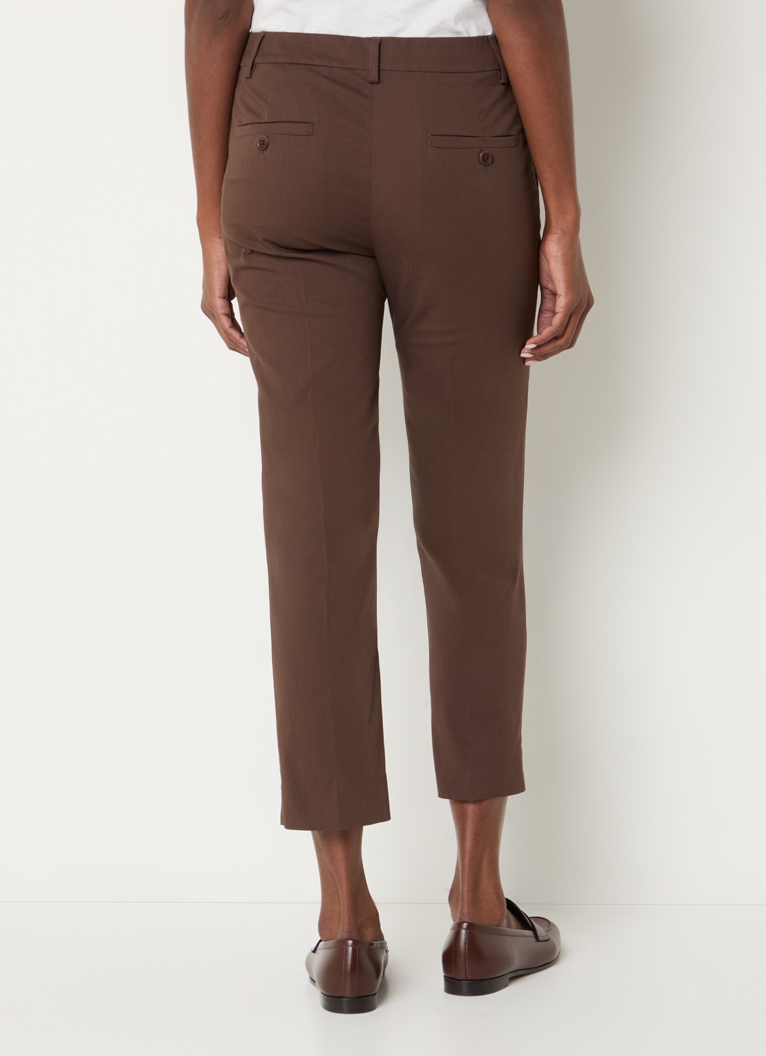MaxMara Cecco high waist straight fit cropped pantalon met steekzakken - achterkant bruin