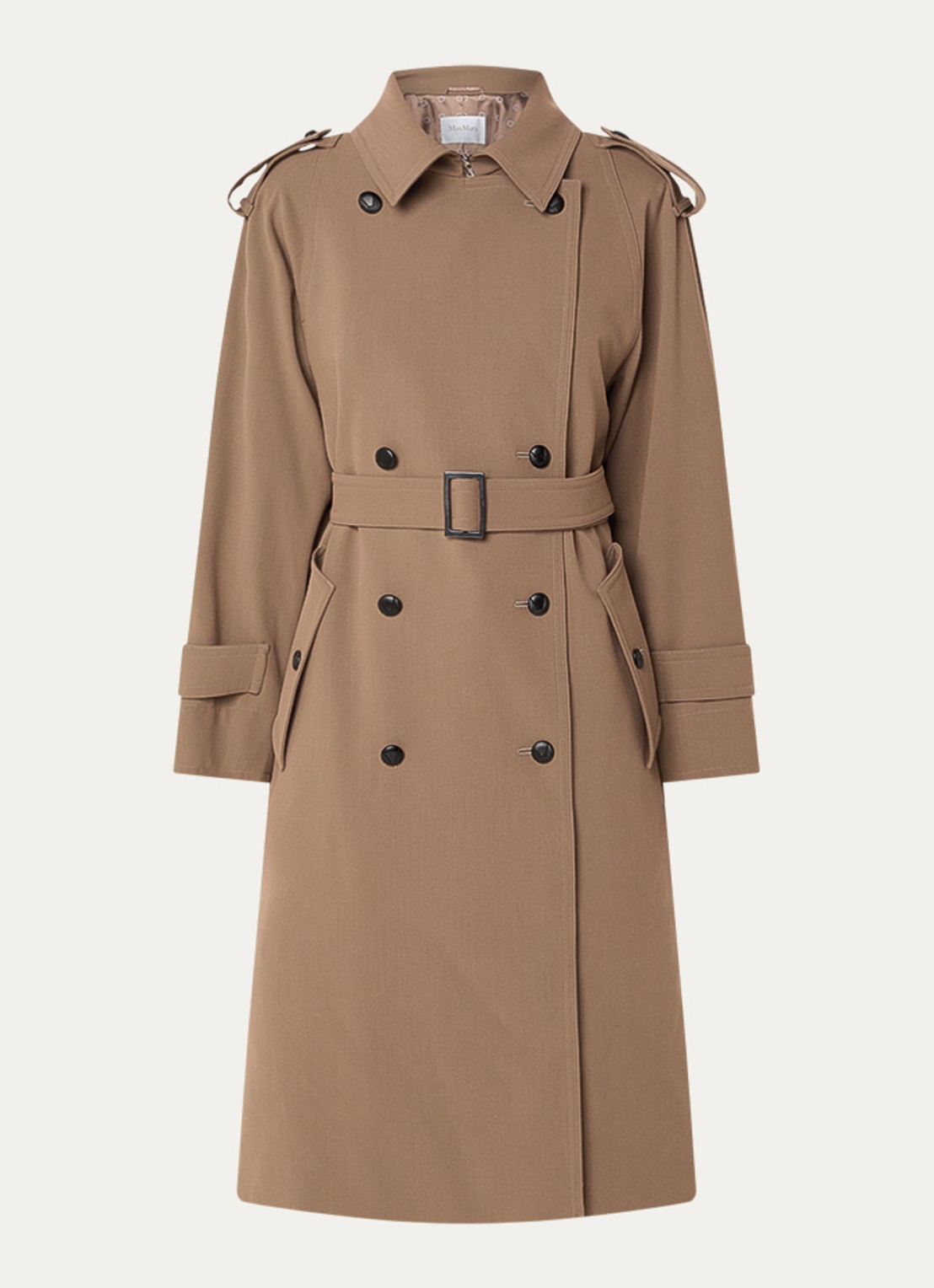 MaxMara Certo trenchcoat van scheerwol met waterafstotende coating - voorkant 2 bruin