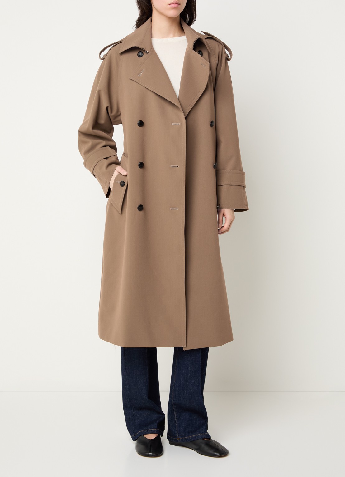 MaxMara Certo trenchcoat van scheerwol met waterafstotende coating - voorkant 3 bruin