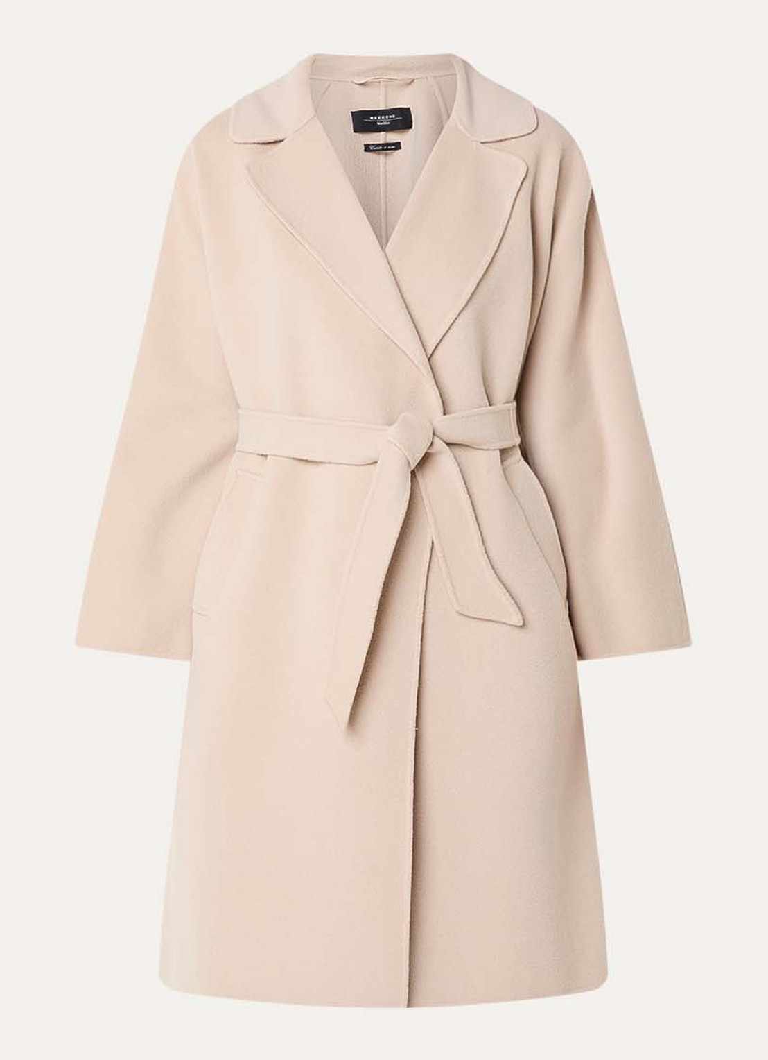 MaxMara Civada mantel in wolblend met steekzakken - voorkant 2 zand