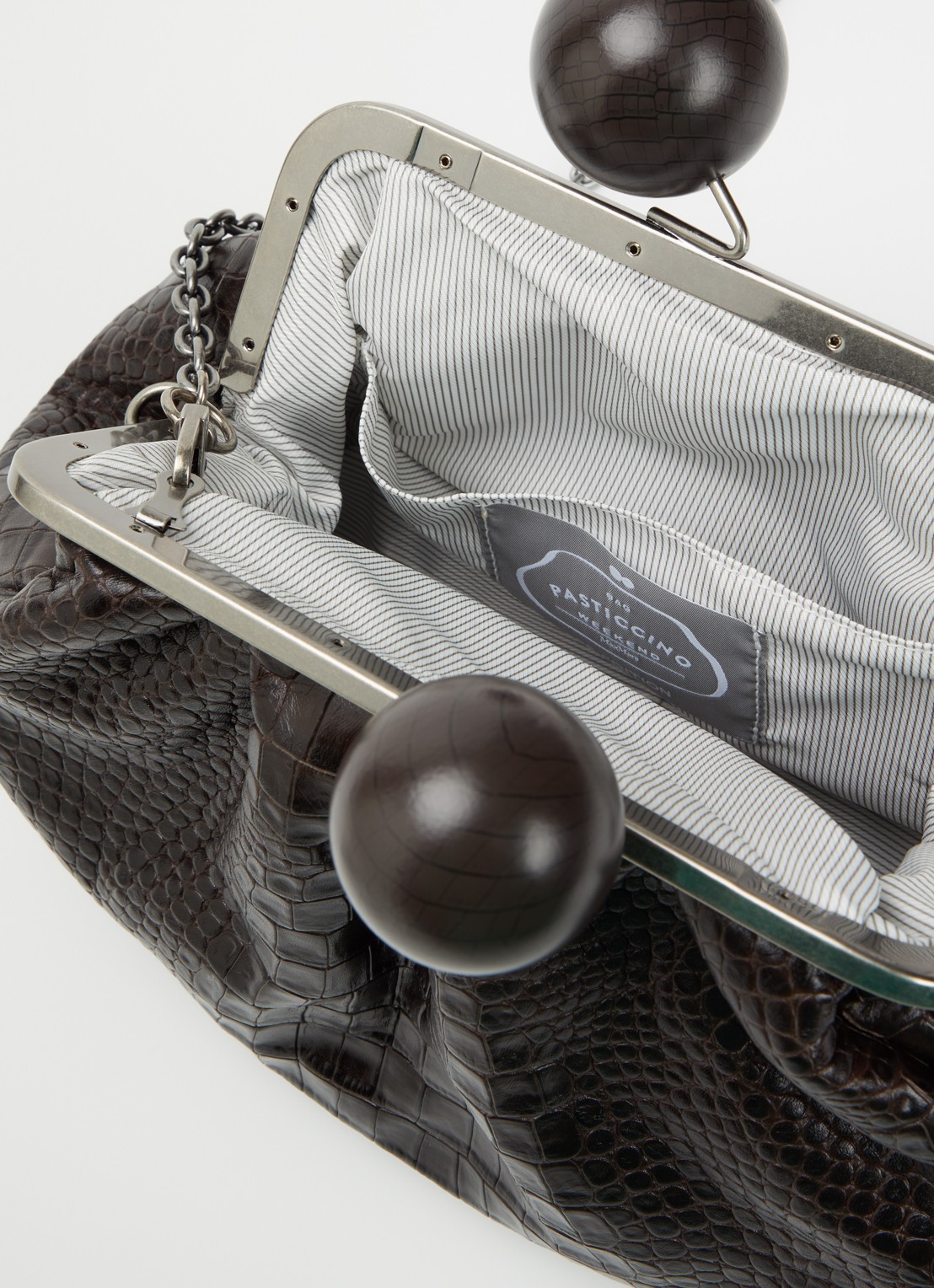 MaxMara Clutch van leer met afneembare schouderriem - detail 2 donkerbruin
