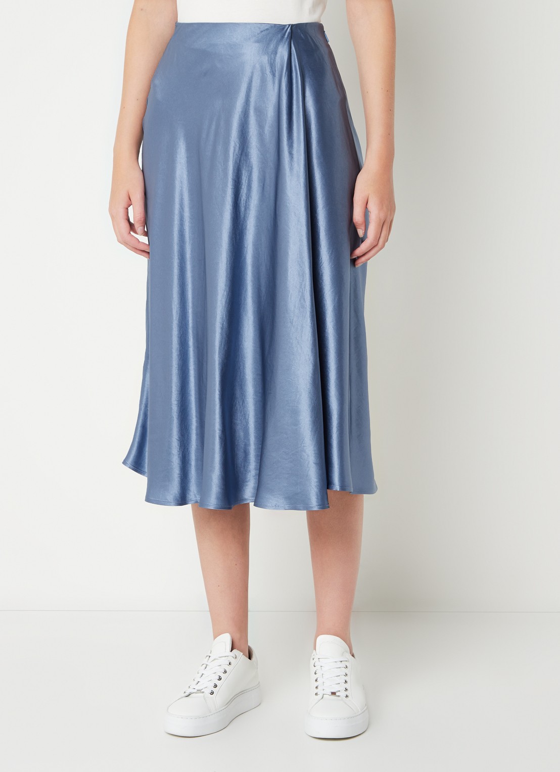 MaxMara Coimbra midirok met plooidetail - detail 4 staalblauw
