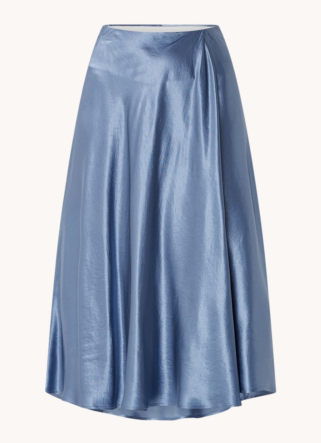 MaxMara Coimbra midirok met plooidetail - voorkant 2 staalblauw