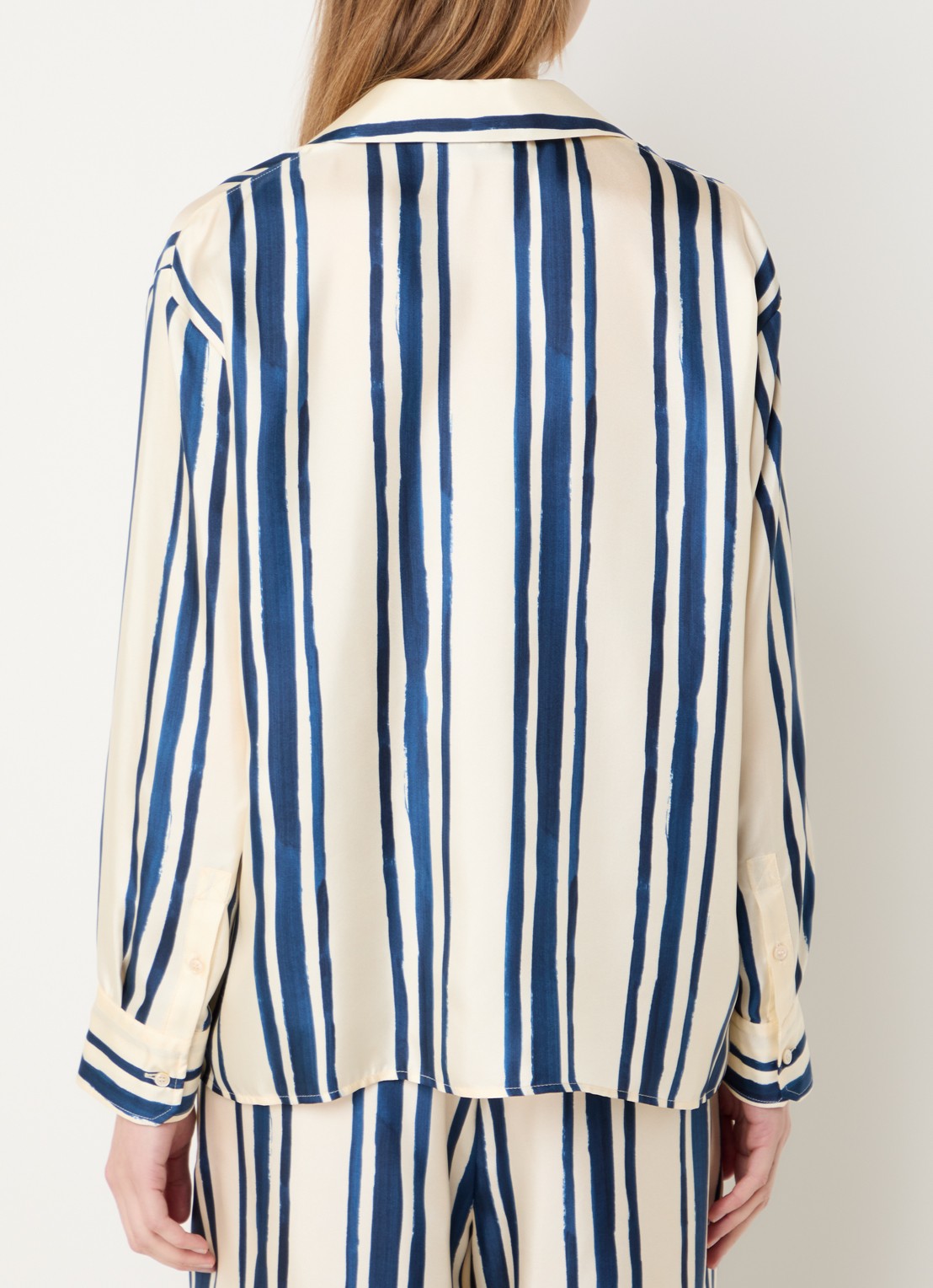 MaxMara Corona blouse van zijde met streepprint - achterkant 3 blauw