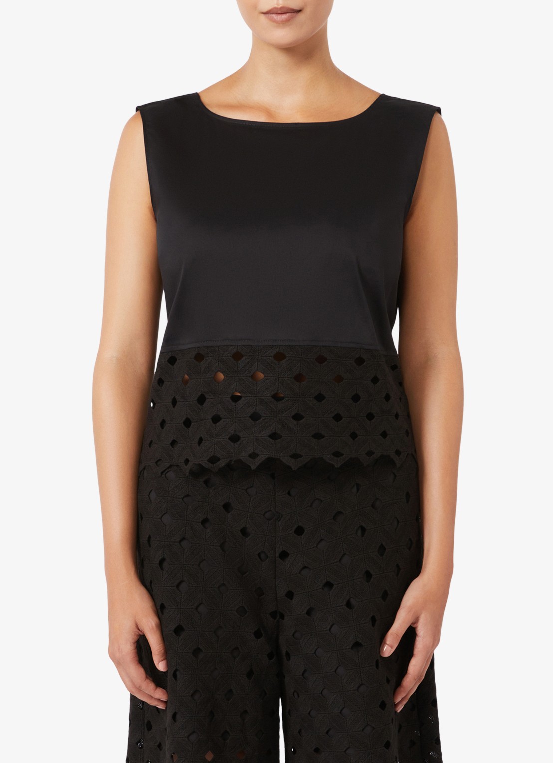 MaxMara Crop top met cut-out detail - detail zwart
