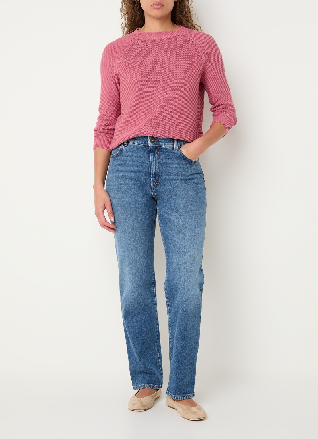 MaxMara Daere fijngebreide trui met ronde hals - voorkant 3 roze