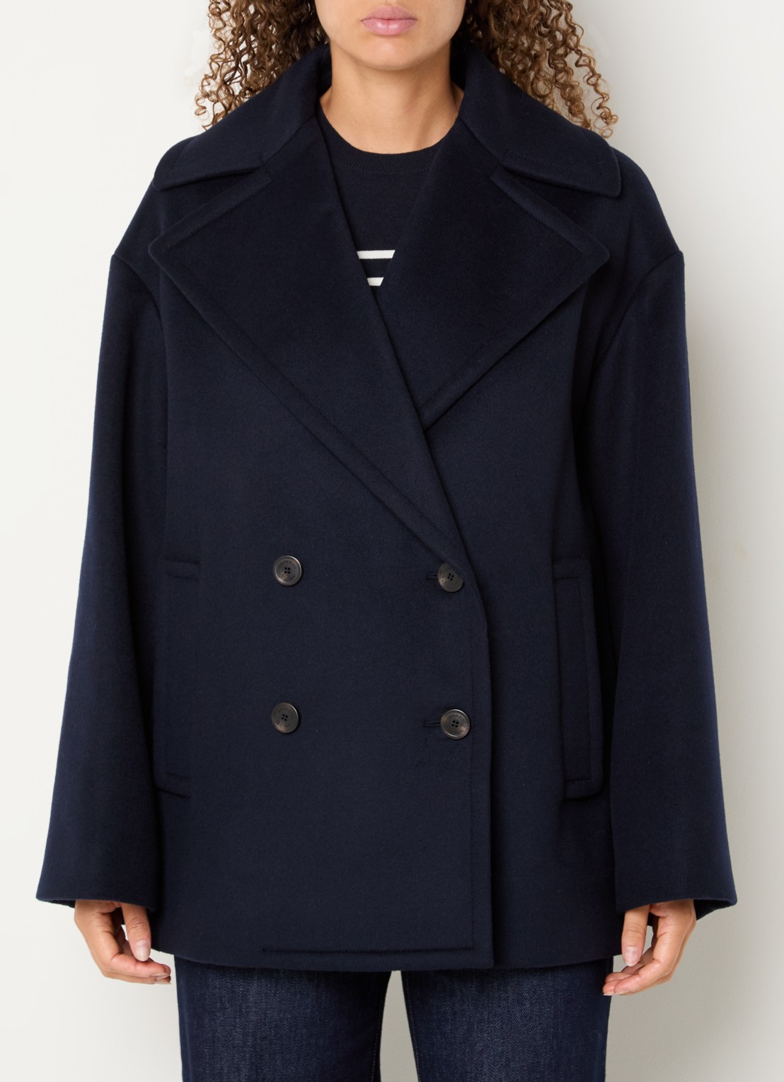 MaxMara Dalpe mantel van wol met steekzakken - detail donkerblauw