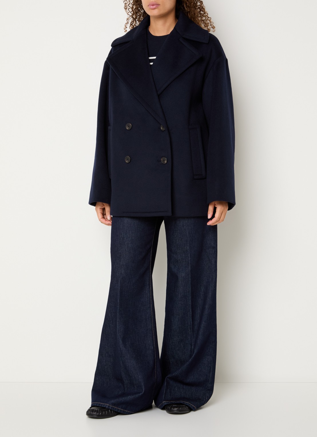 MaxMara Dalpe mantel van wol met steekzakken - voorkant 4 donkerblauw