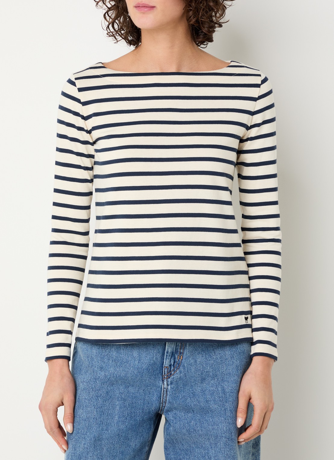 MaxMara Derasmo fijngebreide trui met boothals en streepprint - detail 4 ivoor