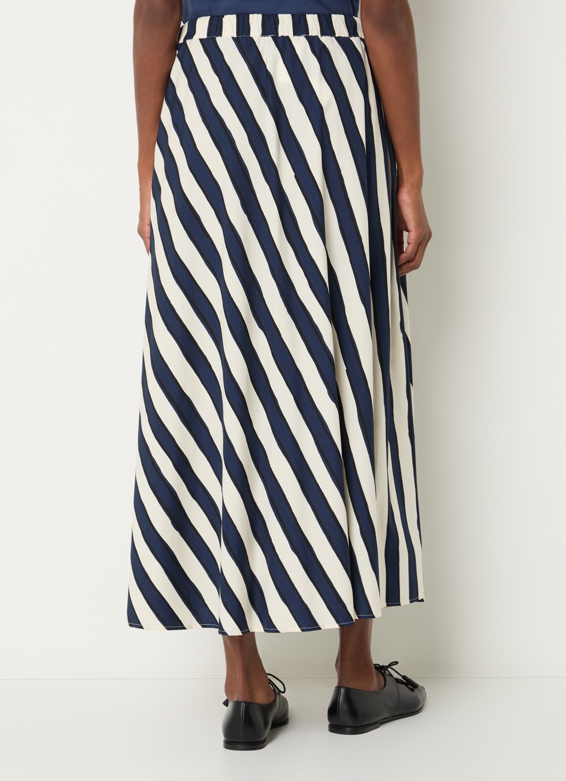 MaxMara Duomo midi rok met print en steekzakken - achterkant 4 donkerblauw