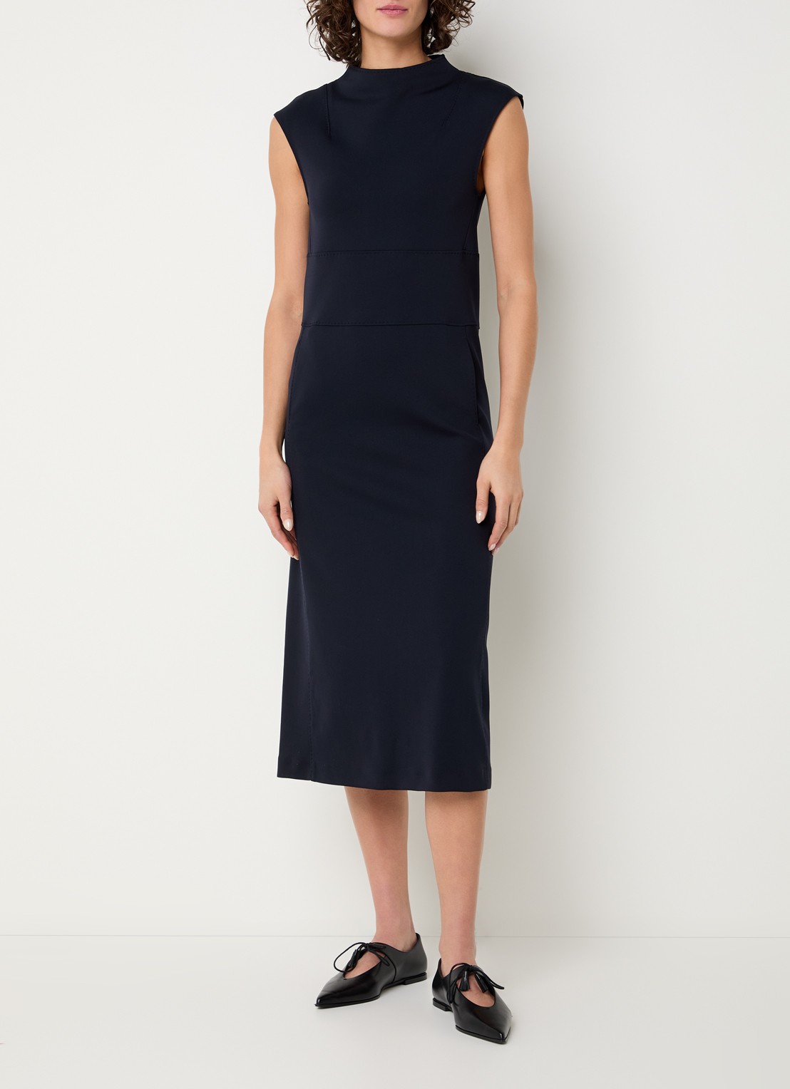 MaxMara Fatto midi jurk met steekzakken - detail donkerblauw