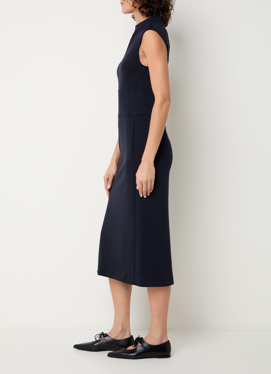 MaxMara Fatto midi jurk met steekzakken - voorkant 4 donkerblauw
