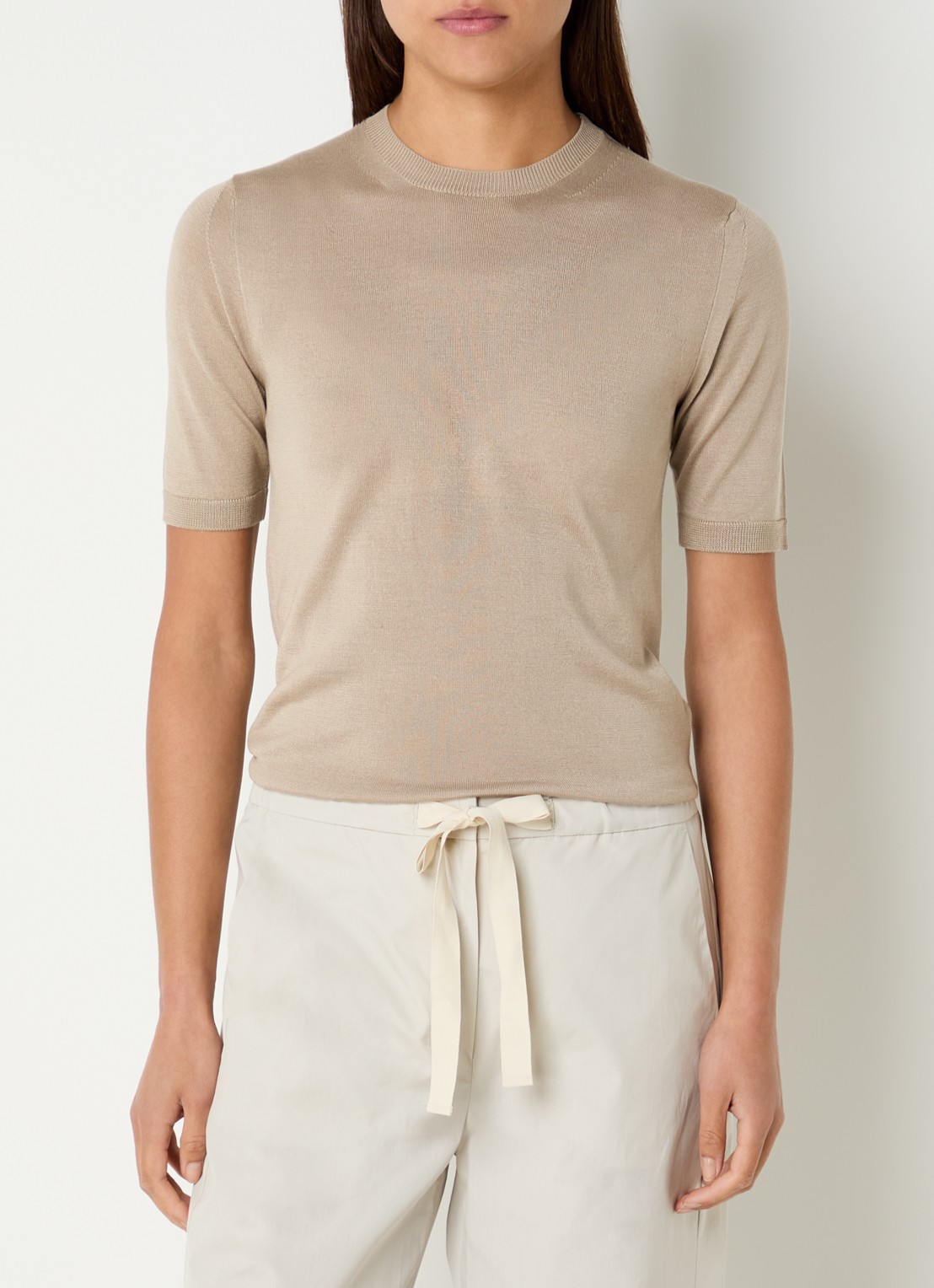 MaxMara Fijngebreide Top in kasjmierblend - detail beige