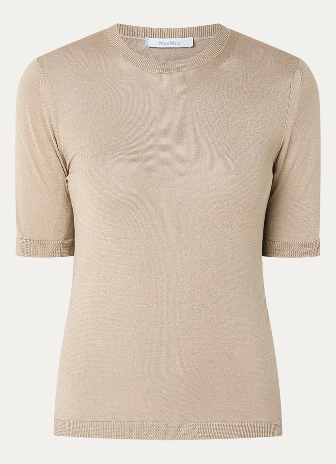 MaxMara Fijngebreide Top in kasjmierblend - voorkant 3 beige
