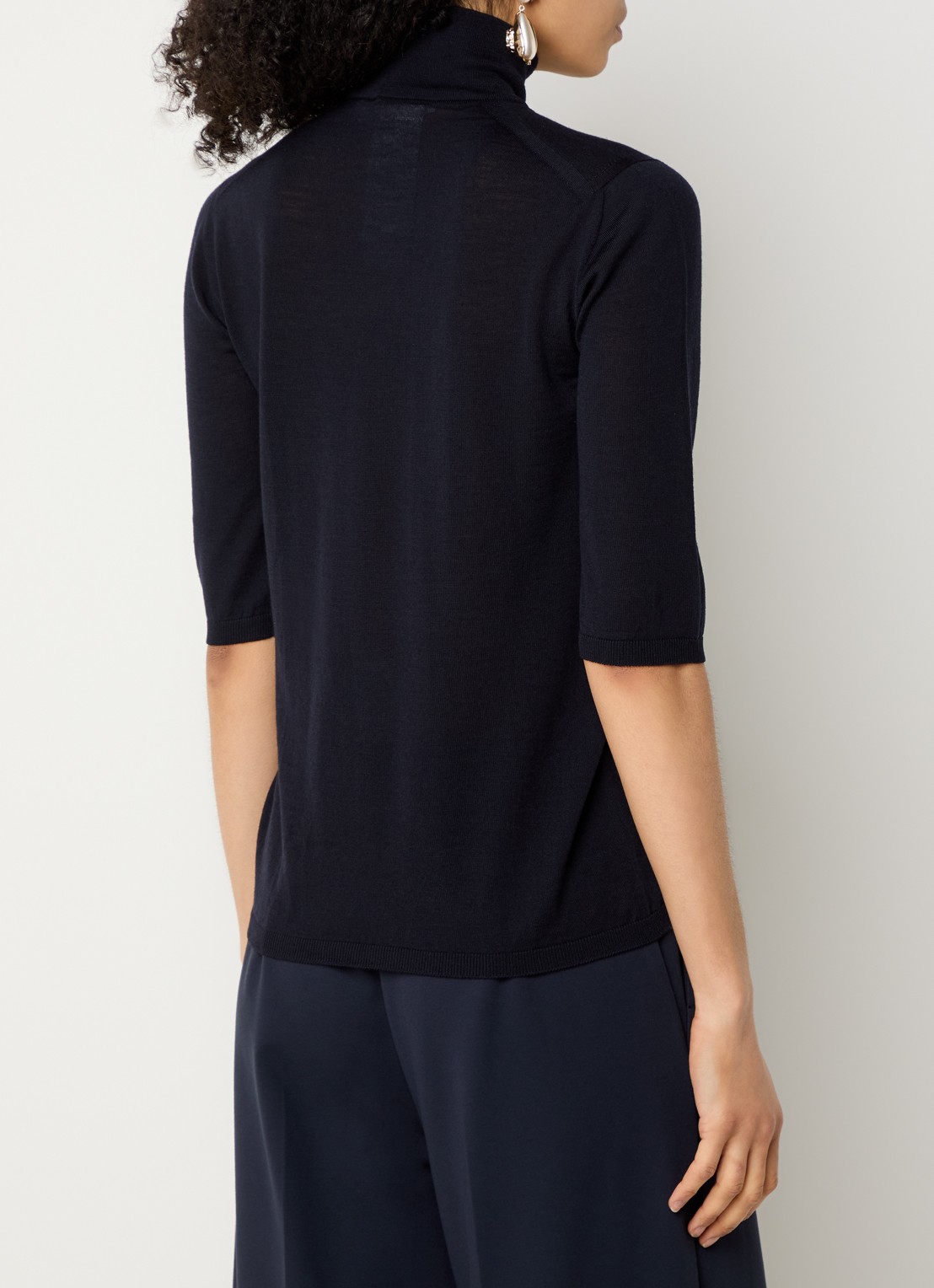 MaxMara Fijngebreide top van wol met col - achterkant 3 donkerblauw
