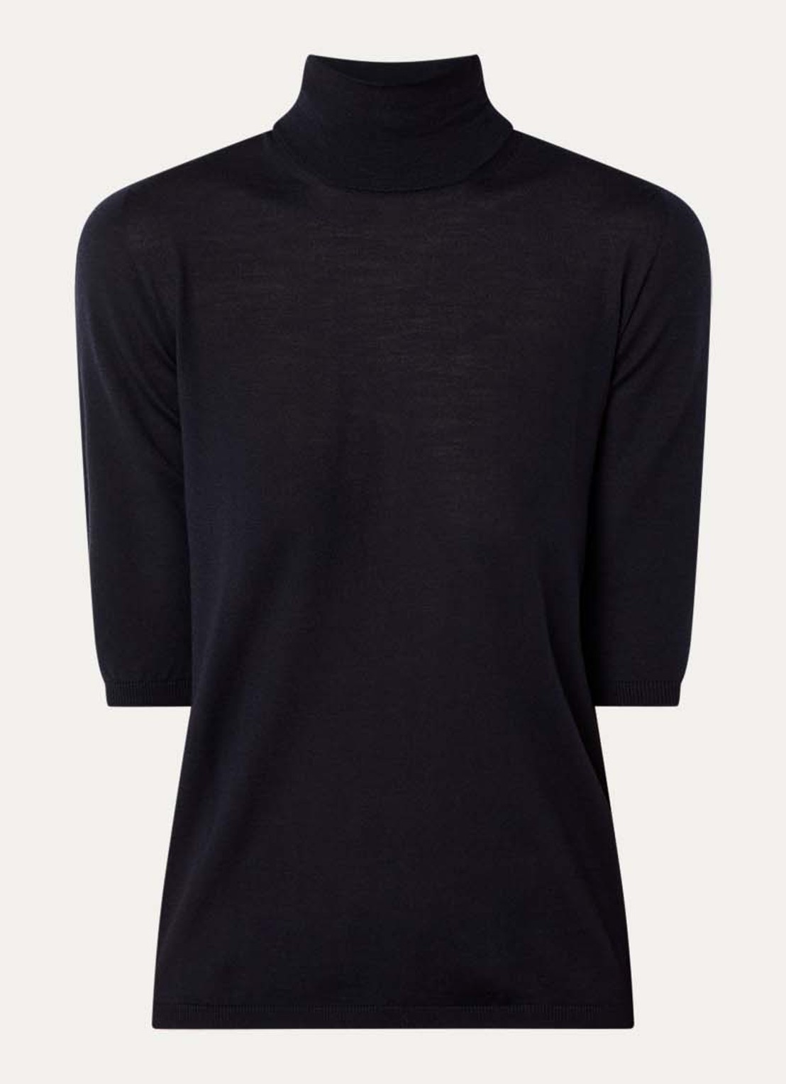 MaxMara Fijngebreide top van wol met col - voorkant donkerblauw