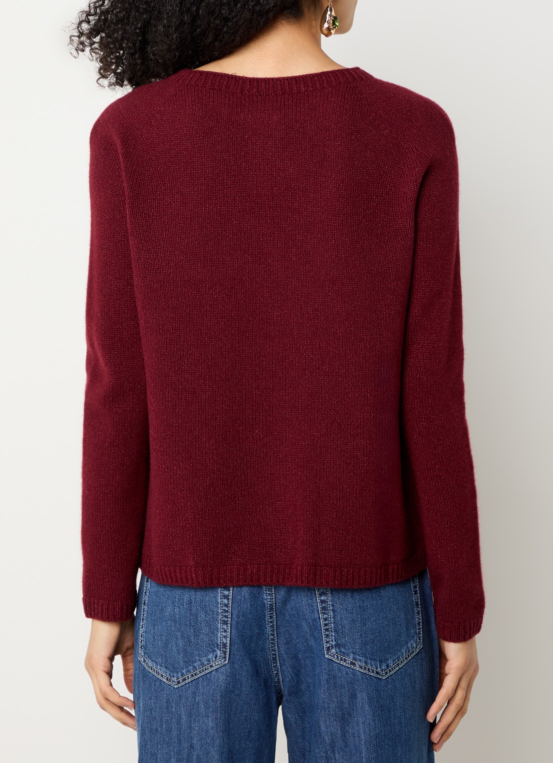 MaxMara Fijngebreide trui in kasjmierblend met stretch - achterkant donkerrood