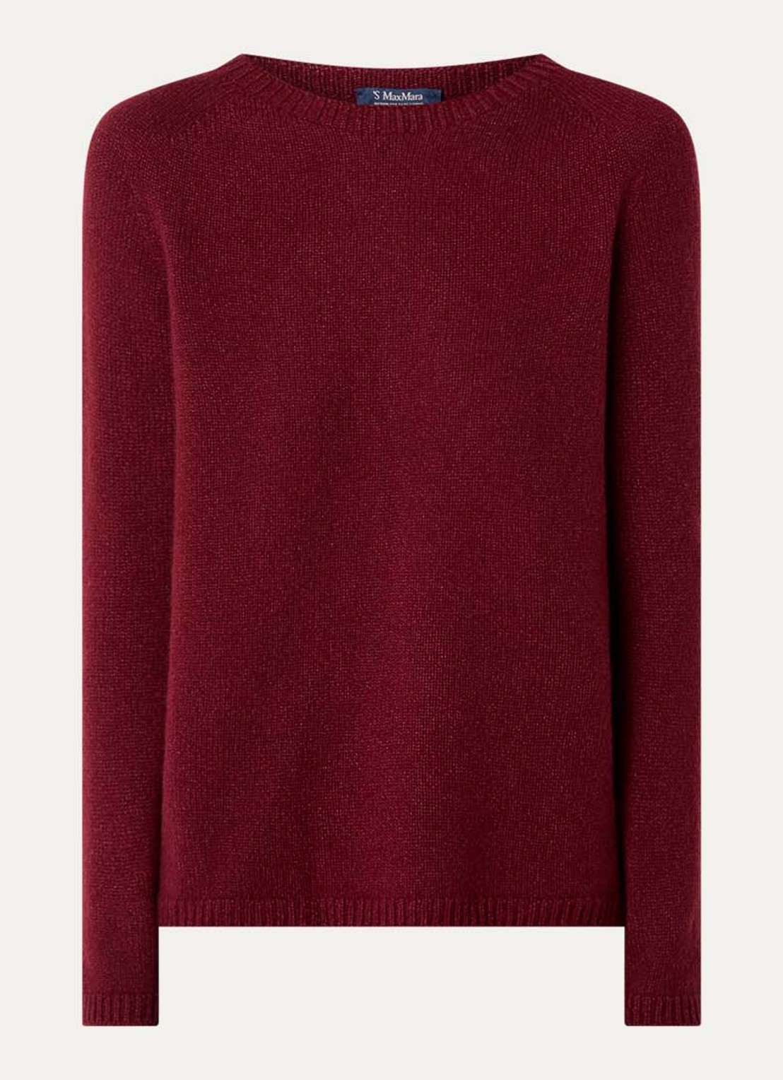 MaxMara Fijngebreide trui in kasjmierblend met stretch - voorkant 2 donkerrood