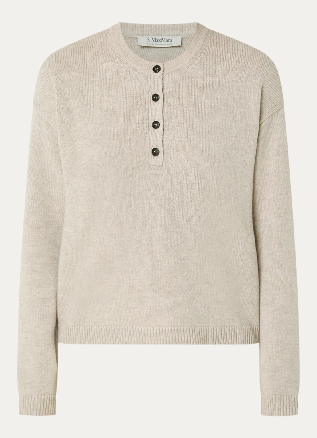 MaxMara Fijngebreide trui in kasjmierblend - voorkant beige