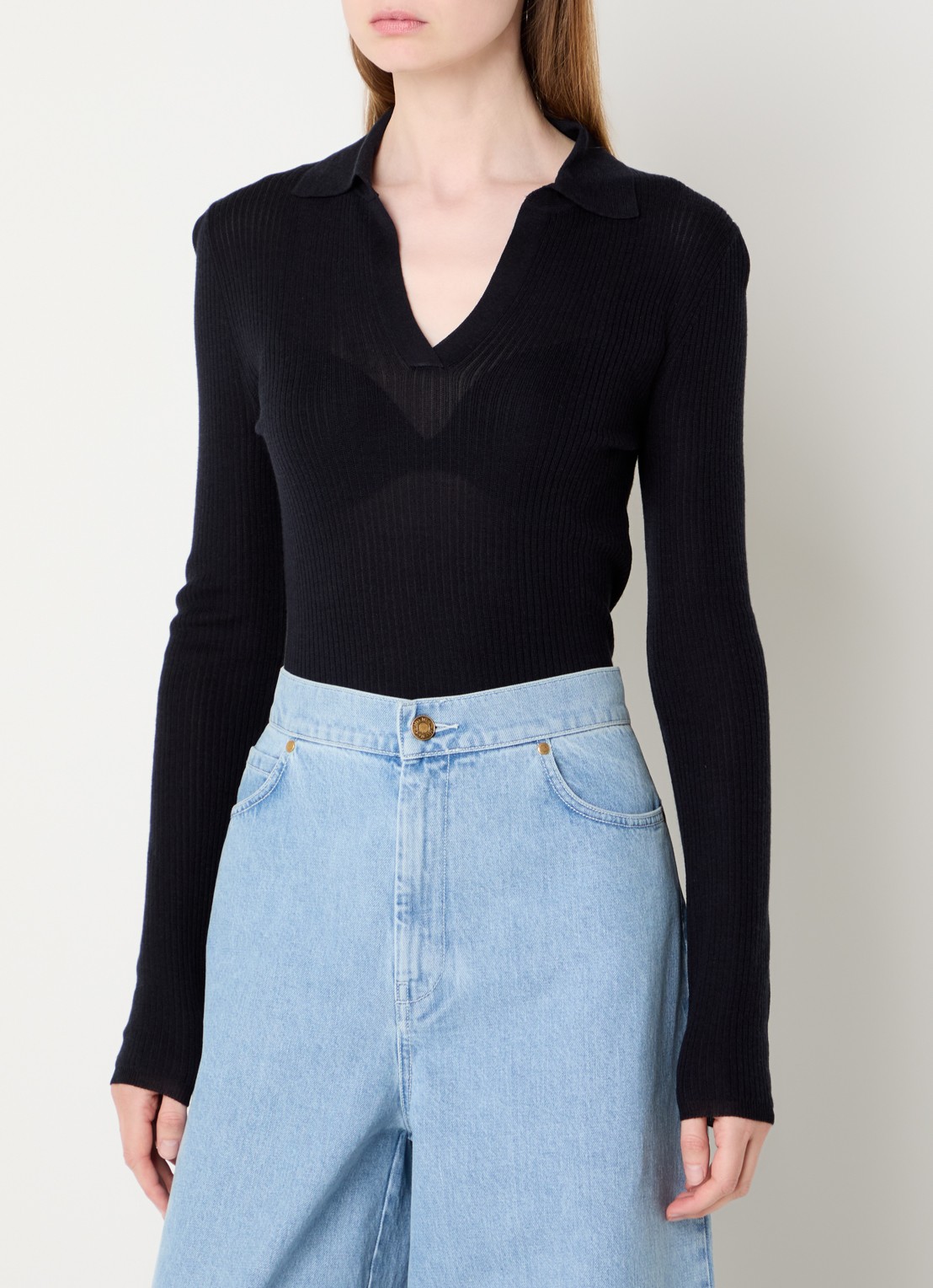 MaxMara Fijngebreide trui in kasjmierblend - detail donkerblauw