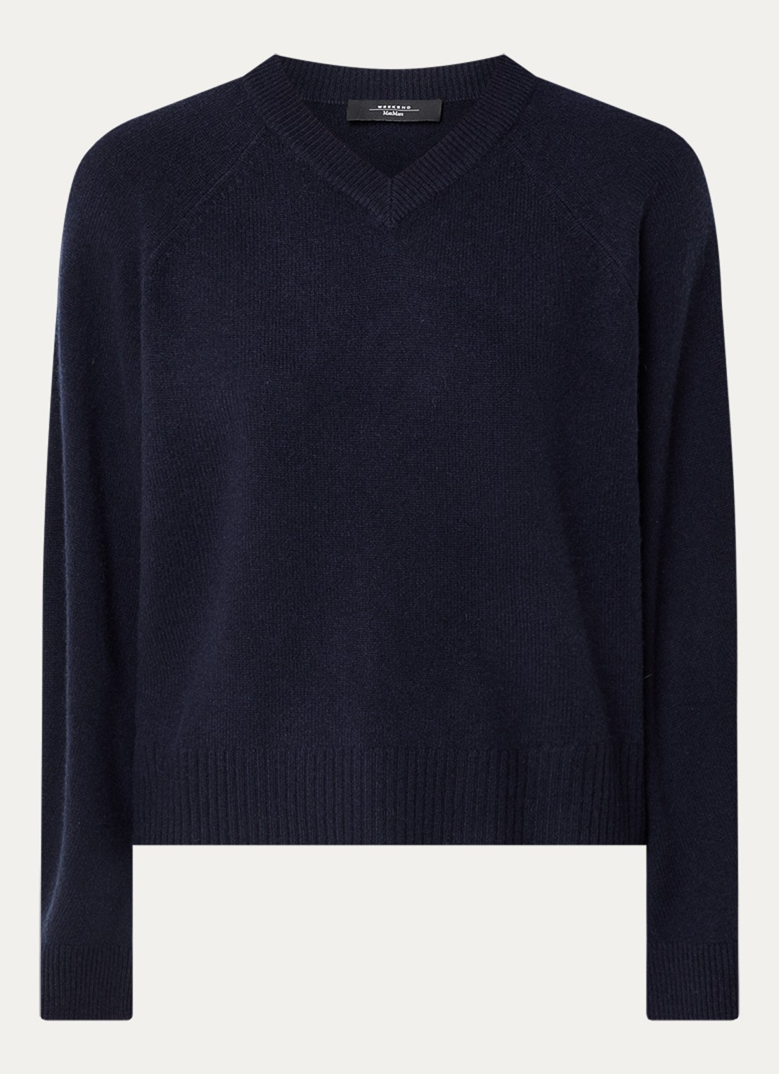MaxMara Fijngebreide trui van kasjmier met ronde hals - voorkant 2 donkerblauw